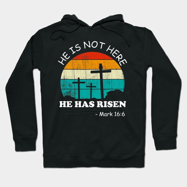 He has Risen Shirt He is not Here Jesus Christ Cross Vintage Hoodie by tabbythesing960